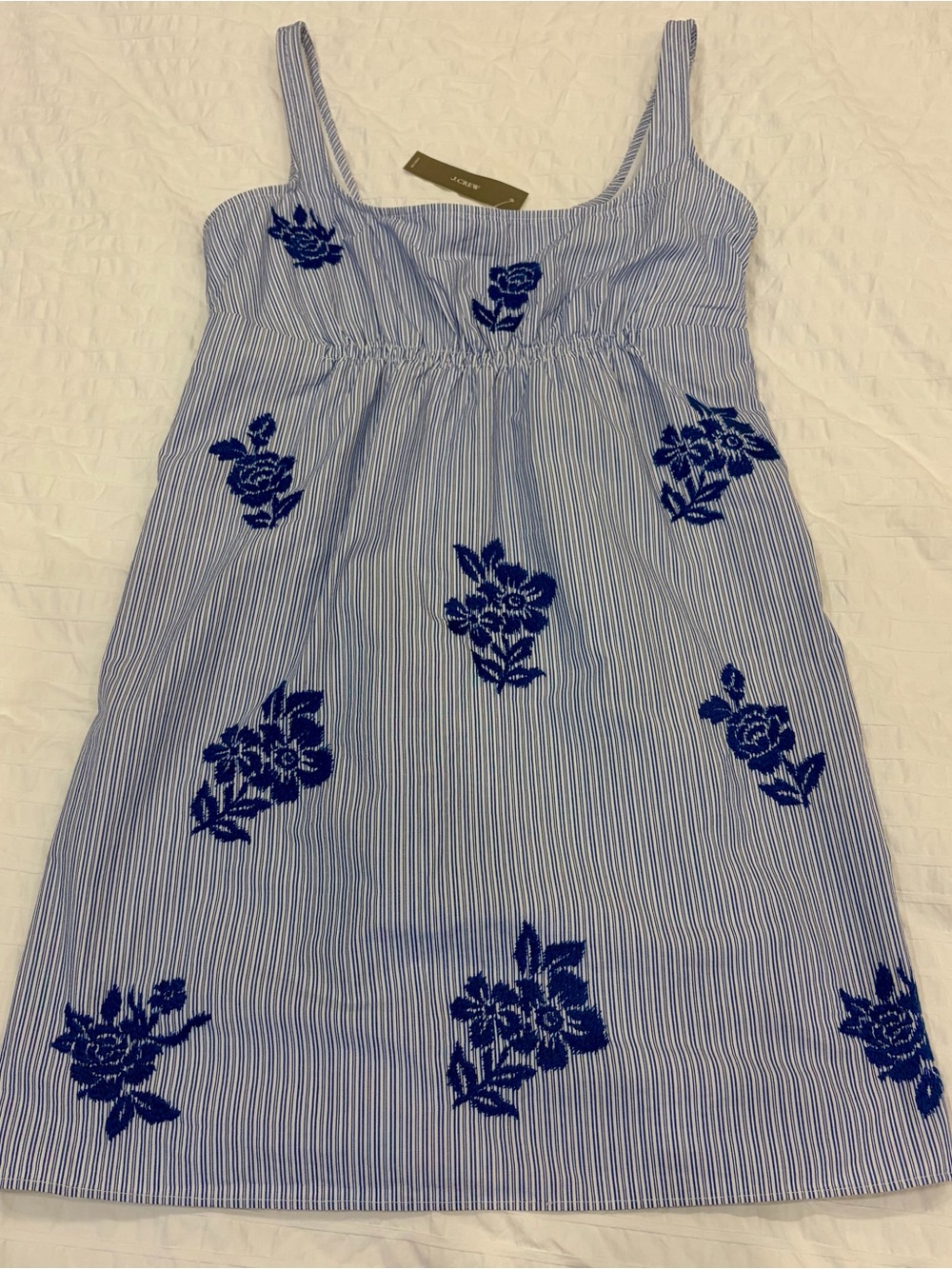 NWT J.Crew Tall Scoopback Mini Dress in Embroidered Floral Stripe - Picture 5 of 7